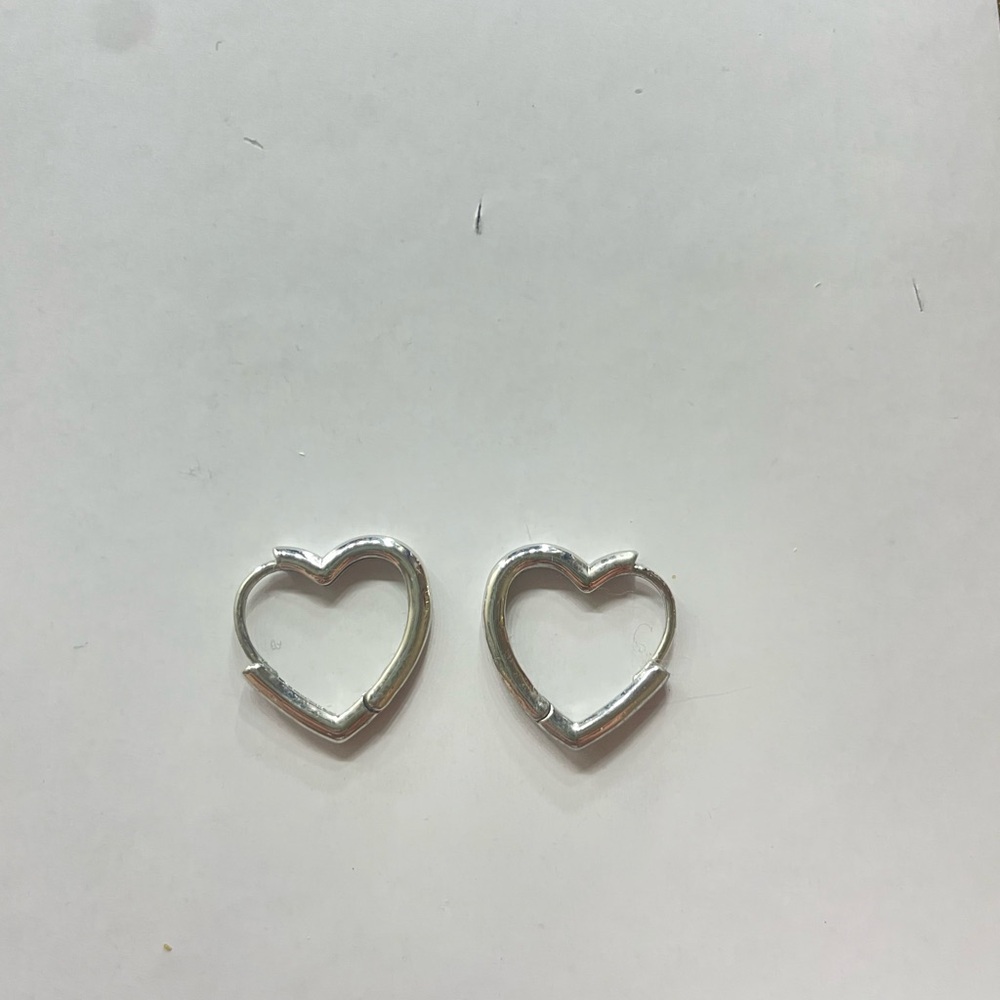 Silver Heart Hoop Earrings